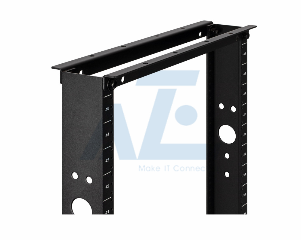 2 Post Open Frame Rack 45U 1224 Threaded Holes Black AZE